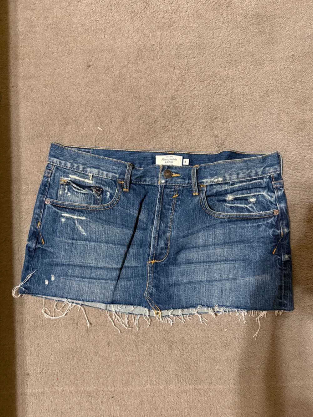 Abercrombie & Fitch Distressed Denim Mini Skirt Women’s Size 8 Y2K Low Rise